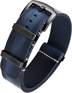 BINLUN Leather Watch Straps Straps for Watches Oiled Leather Crazy Horse 18mm 19mm 20mm 21mm 22mm 24mm One Piece Replacement Straps for Men and Women with Silver/Black Buckle
