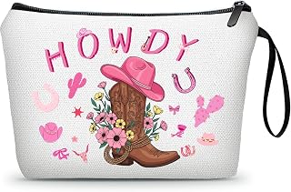 Western Cowgirl Makeup Cosmetic Bag, Funny Birthday Gifts for Cowgirl Girl