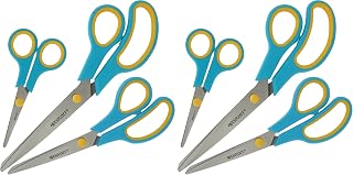 Westcott Easy Grip Scissors 3 Pieces Turquoise | Set of 3 Universal Scissors with Comfort Grip | Extra Sharp & Durable Stainless Steel Blade | N-90028 00 (Pack of 2)