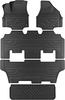 KARPAL Floor Mats for 2017-2026 2027 Chrysler Pacifica 7 Seats (Not Hybrid) | All Weather, TPE Material, Custom Fit, Floor Liners, Car Mats, Cargo Mat, Trunk Mat, Easy Clean, Non-Slip