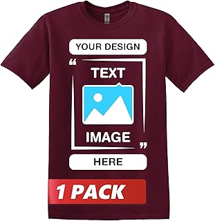 Gildan Custom T-Shirts - Personalized Unisex Crewneck Tee Shirt - Customize Your Image, Text & Photo - Men Women Adult