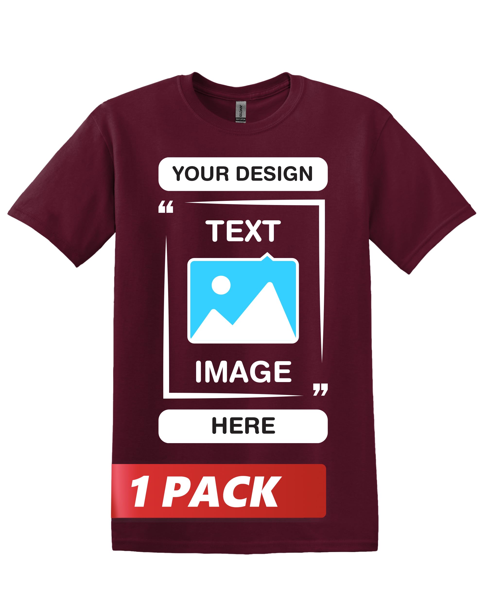 Gildan Custom T-Shirts - Personalized Unisex Crewneck Tee Shirt - Customize Your