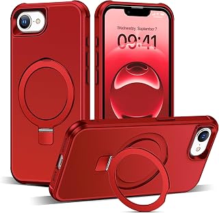 SKYLMW Compatible with iPhone 16e/17e Case with Stand,Red