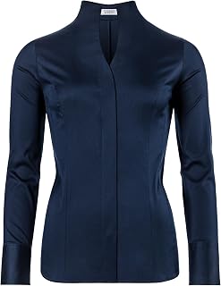 Vincenzo Boretti Blouse, Slim-Fit/Slim Fit, Elastic, Stand-up Collar - Easy Iron