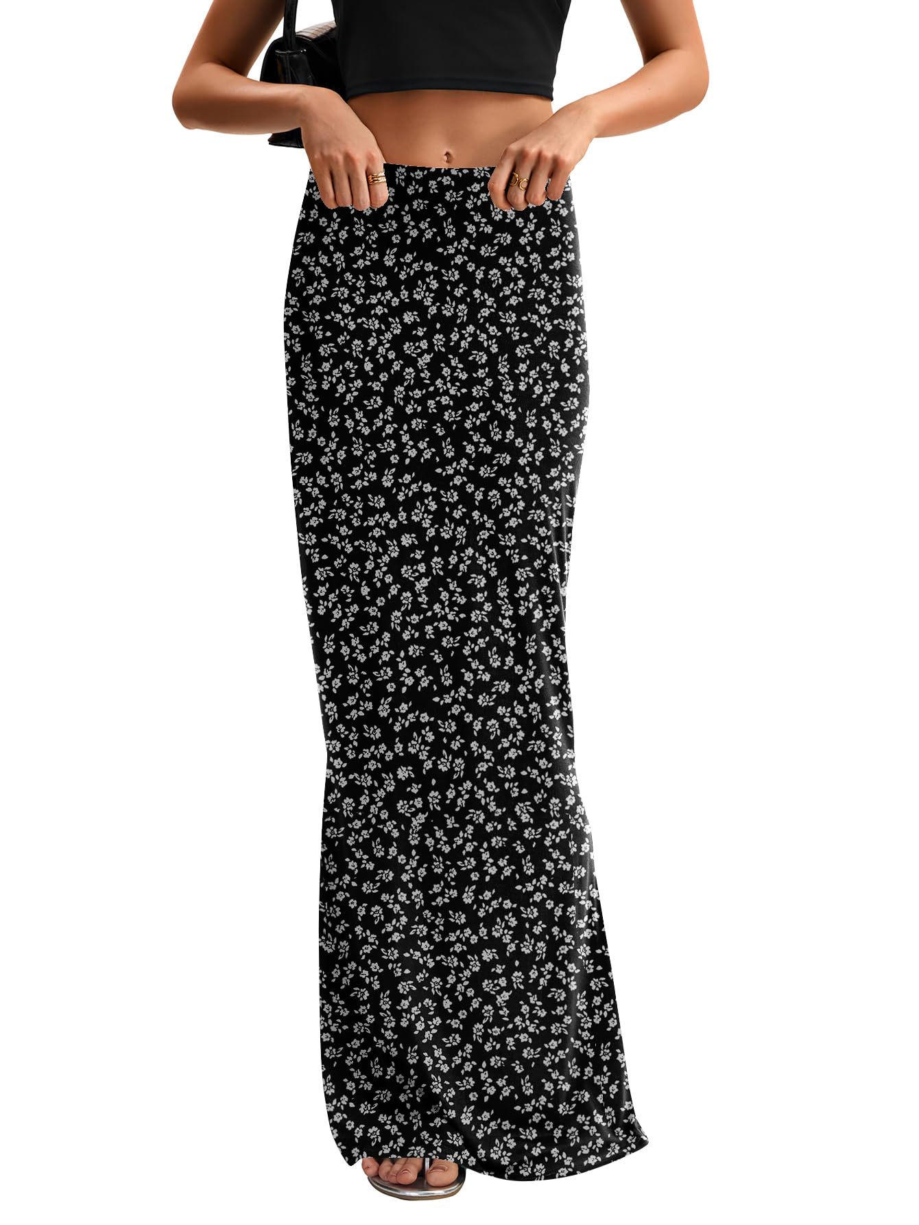 KIFOVEN Women's High Waist Elastic Maxi Skirt