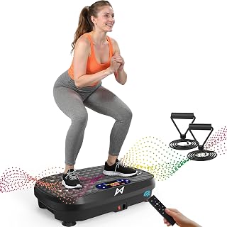AXV Vibration Plate Exercise Machine Fitness Platform Body Vibrating Board | Curved Design 200W Powerful Oscillating 120 Level Shake Plate for Lymphatic Drainage Recovery Whole Body Toning With Handles