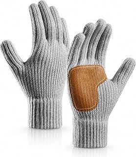 INOGIH Unisex Winter Double Layer Thick Fleece Lined Warm Knit Gloves for Cold Weather Outdoor