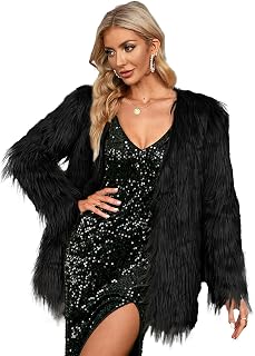 Simplee Apparel Women's Long Sleeve Fluffy Faux Fur Warm Coat