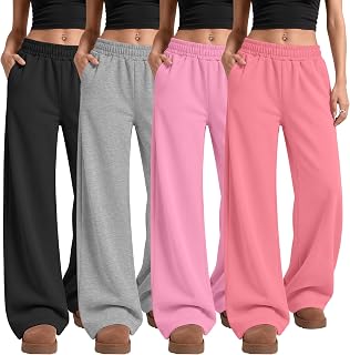 4 Pack Girls Sweatpants Athletic Wide Leg Pants