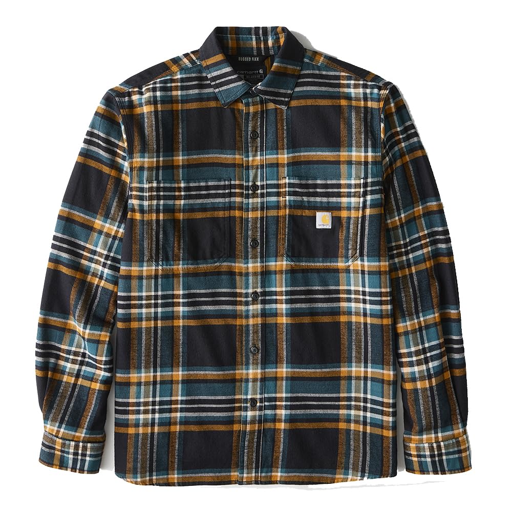 Carhartt Rugged Flex Relaxed Fit Midweight Flannel Long-Sleeve Plaid Shirt with 