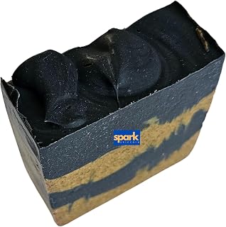 Blackhead soap, soap for oily or combination or acne skin, turmeric and activated charcoal, detoxifying and purifying soap, radiant & purified complexion, moisturizing with shea butter, cocoa, avocado oil, vitamin E, body and face soap, handmade. Spark Skincare