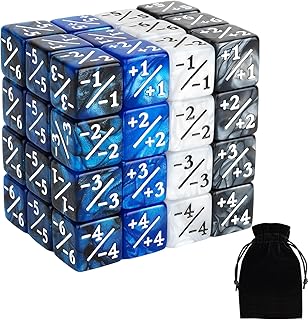48 Pieces Magic Counter Dice Life MTG Counters Dice Set Marble Buff Tokens D6 Dice Compatible with Magic The Gathering, TCG, Card Gaming Accessories