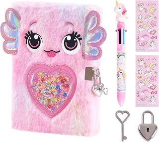 PrinBarBee Axolotl Diary with Lock & Keys for Girls,Journal Gift Set Ages 6-8
