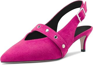 HDEUOLM Women's Stiletto Medium Heel Lace Toe Cap Sandals Slingback Slip-on Buckle Party Dress Shoes