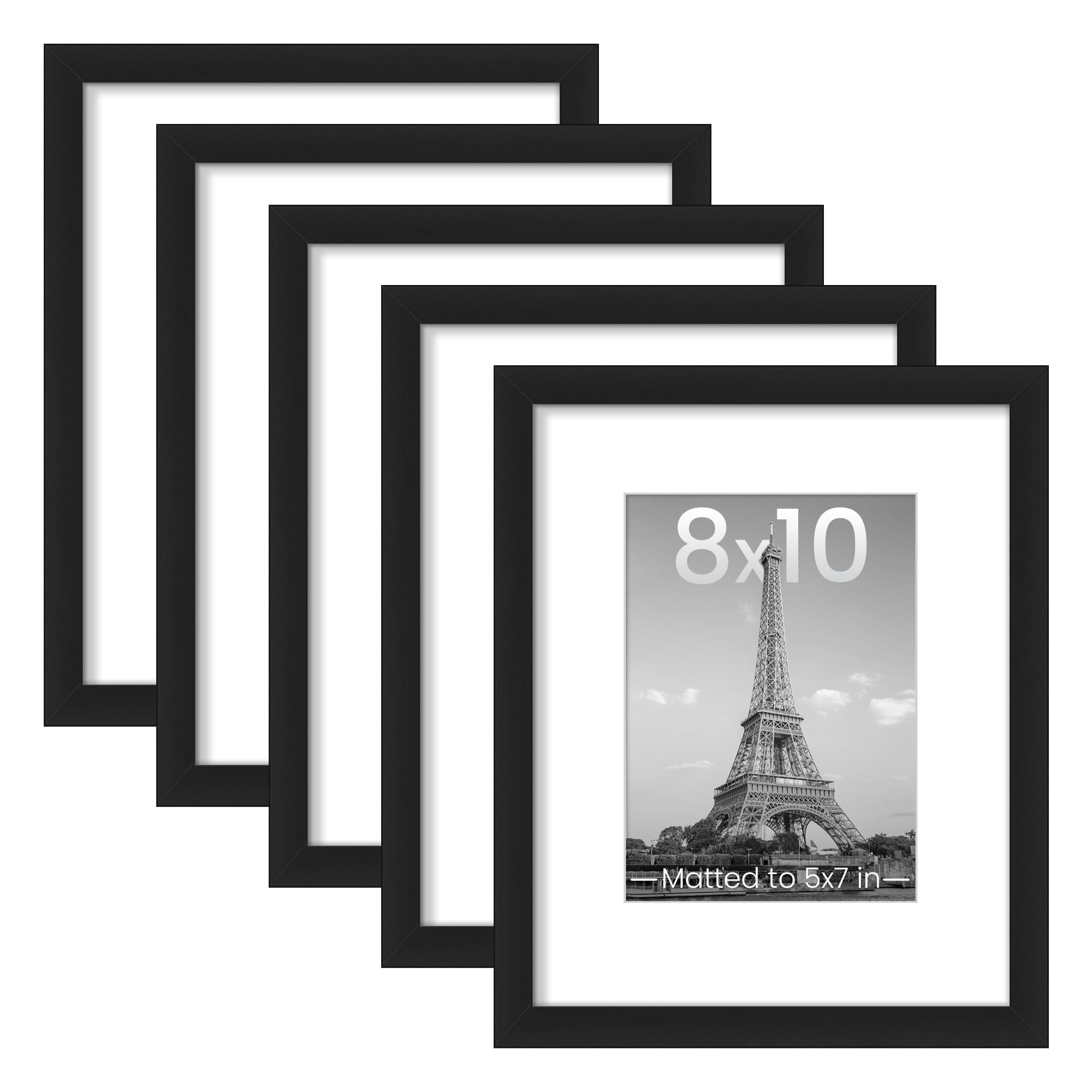 upsimples 8x10 Picture Frame Set of 5,Display Pictures 5x7 with Mat or 8x10 With