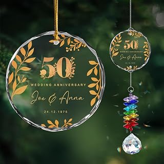 Personalized Anniversary Christmas Ornament – Unique Wedding Gift for Couple, Husband and Wife, Parents Keepsake – Celebrating 50th Wedding Anniversary with Custom Names and Date