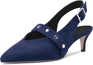 HDEUOLM Women's Stiletto Medium Heel Lace Toe Cap Sandals Slingback Slip-on Buckle Party Dress Shoes