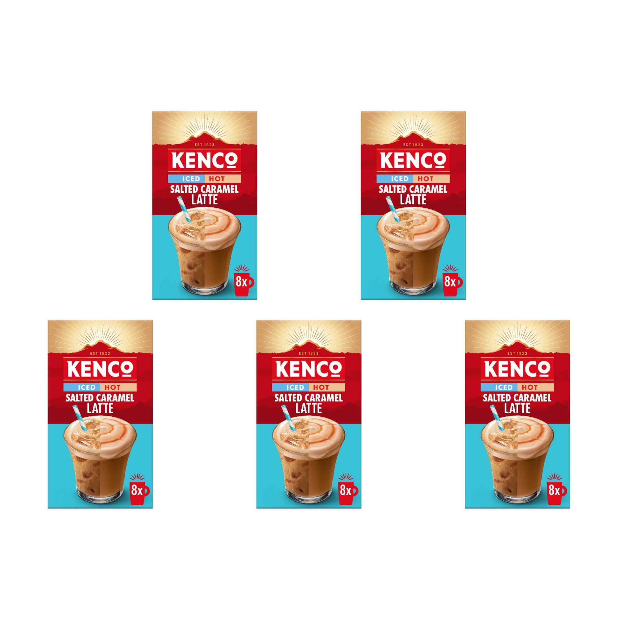 Kenco Iced Hot Salted Caramel Latte (Pack of 5, Total 40 Sachets) | Creamy Latte