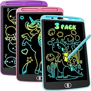 Electight 10 Inch LCD Writing Tablet, 3 Pack Colorful Doodle Board, | Eye Protection Drawing Board with Lock & Delete FUNC, Birthday Gifts and Toys for 3 4 5 6 7 8 Years Old Boys, Girls