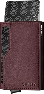 VULKIT Card Holder with ID Window Pop Up Cards Slim Leather Wallet RFID Protection Up to 12 Cards Card Case
