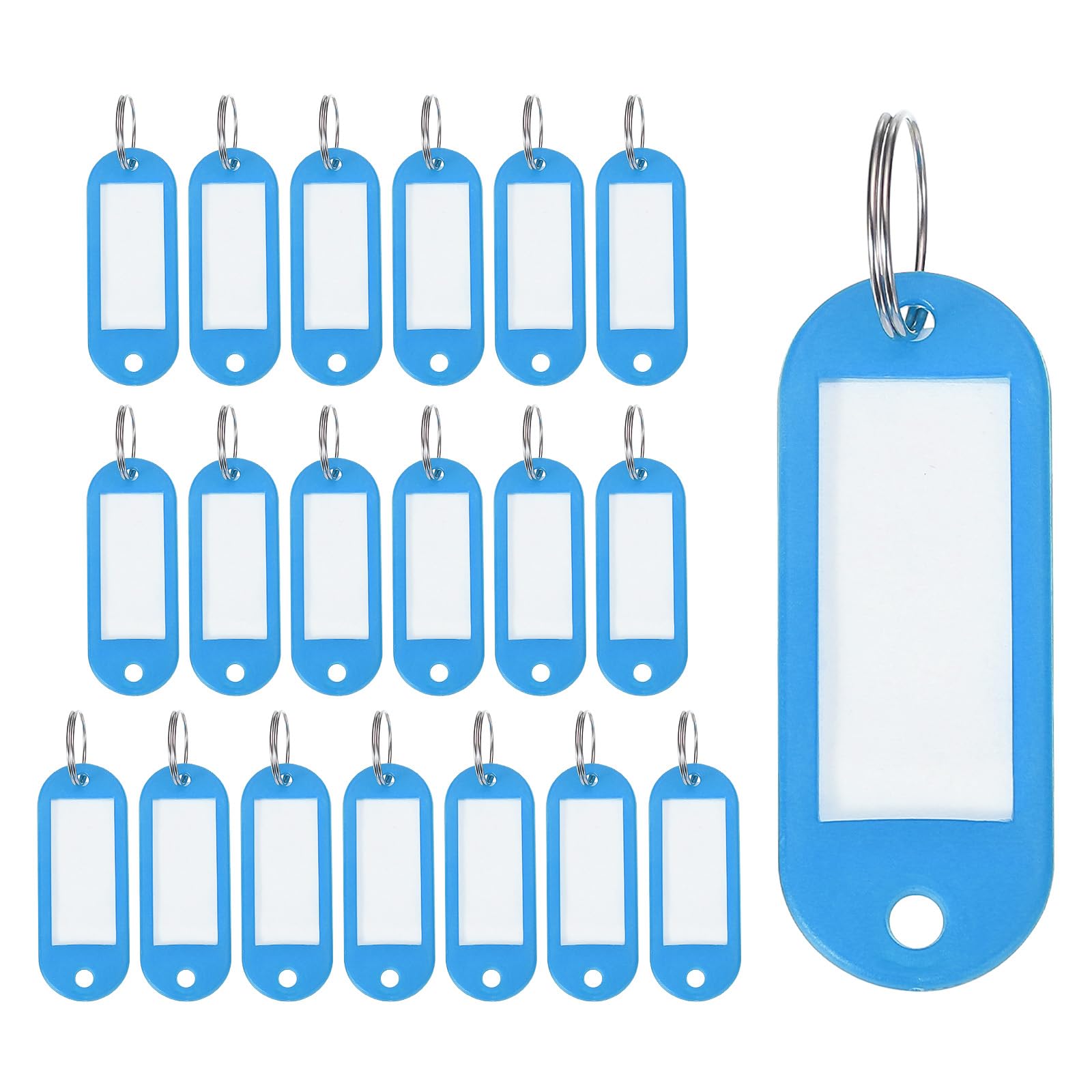 uxcell 20pcs Plastic Key Tags with Labels, Coded Key ID Label Tags with Split Ri