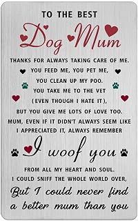 Dog Mum Wallet Card Gift - Gifts from Dogs to Mum - Stainless Steel Engraved Keepsake for Dog Mums, Sentimental Mother’s Day or Birthday Present