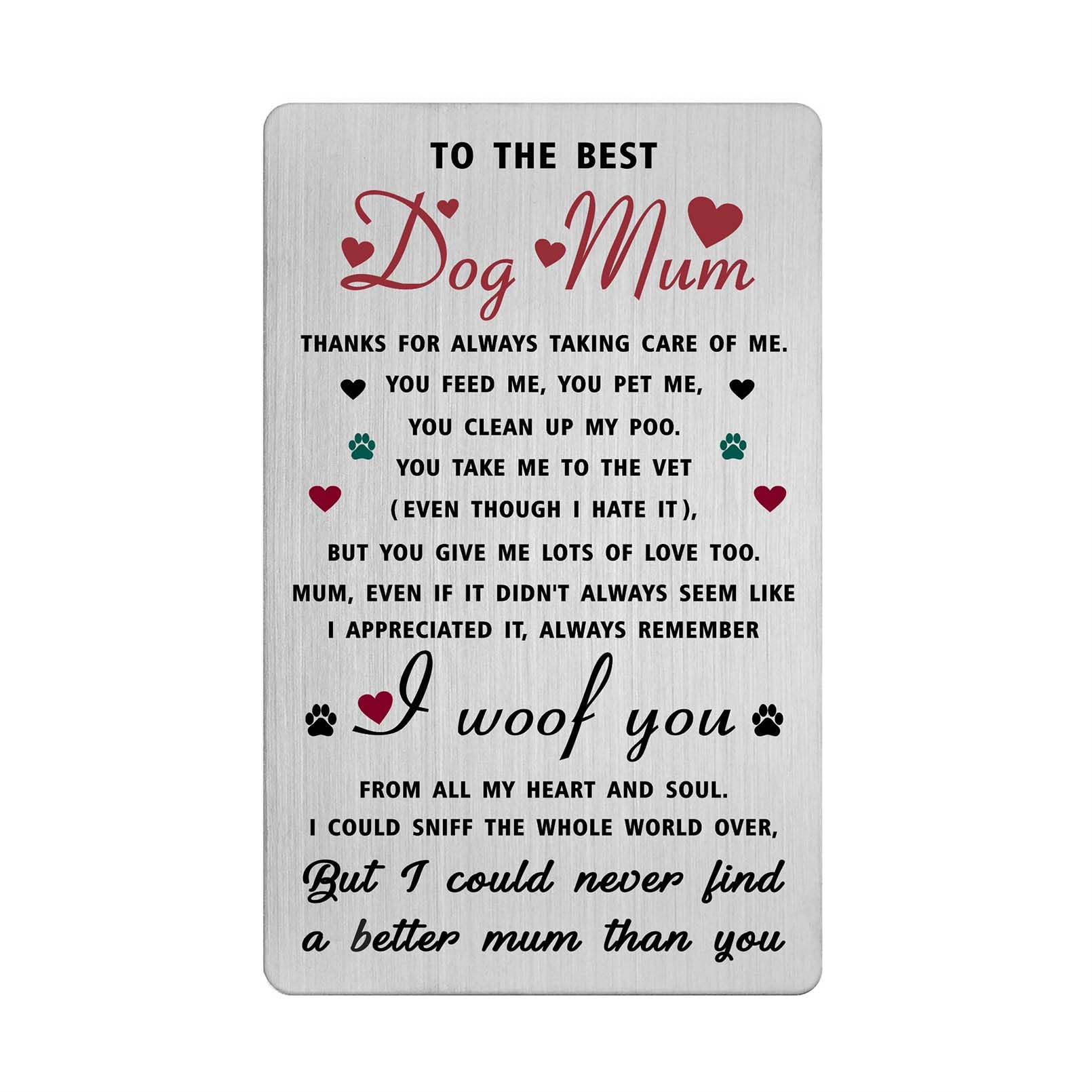 Dog Mum Wallet Card Gift - Gifts from Dogs to Mum - Stainless Steel Engraved Kee