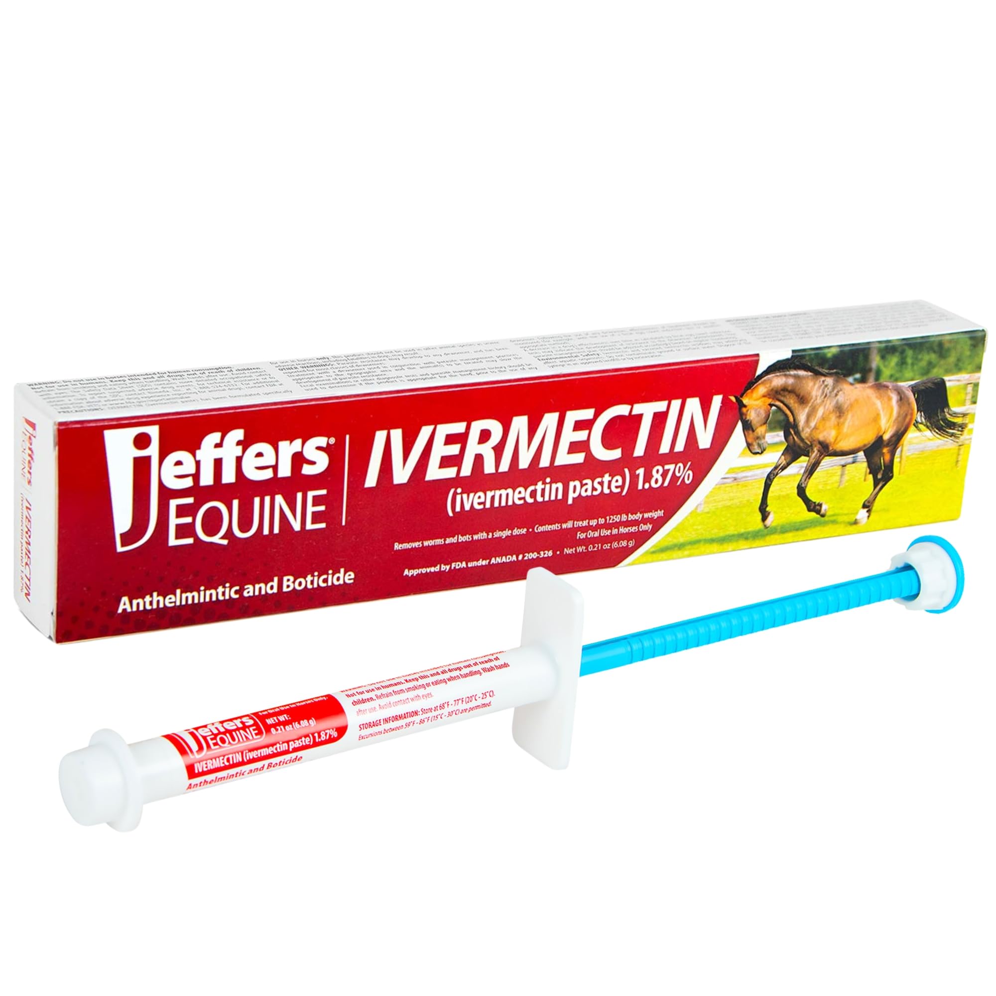 Jeffers 1.87% Ivermectin Gel Dewormer for Horses | Apple Flavored | 1 Pack | Bro
