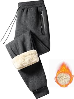 JustSun Pantaloni Tuta Uomo Invernali Pantaloni da Jogging Uomo in Pile Pantalone Felpati Termici Cotone da Sportivi Joggers con Coulisse e Tasca Zip
