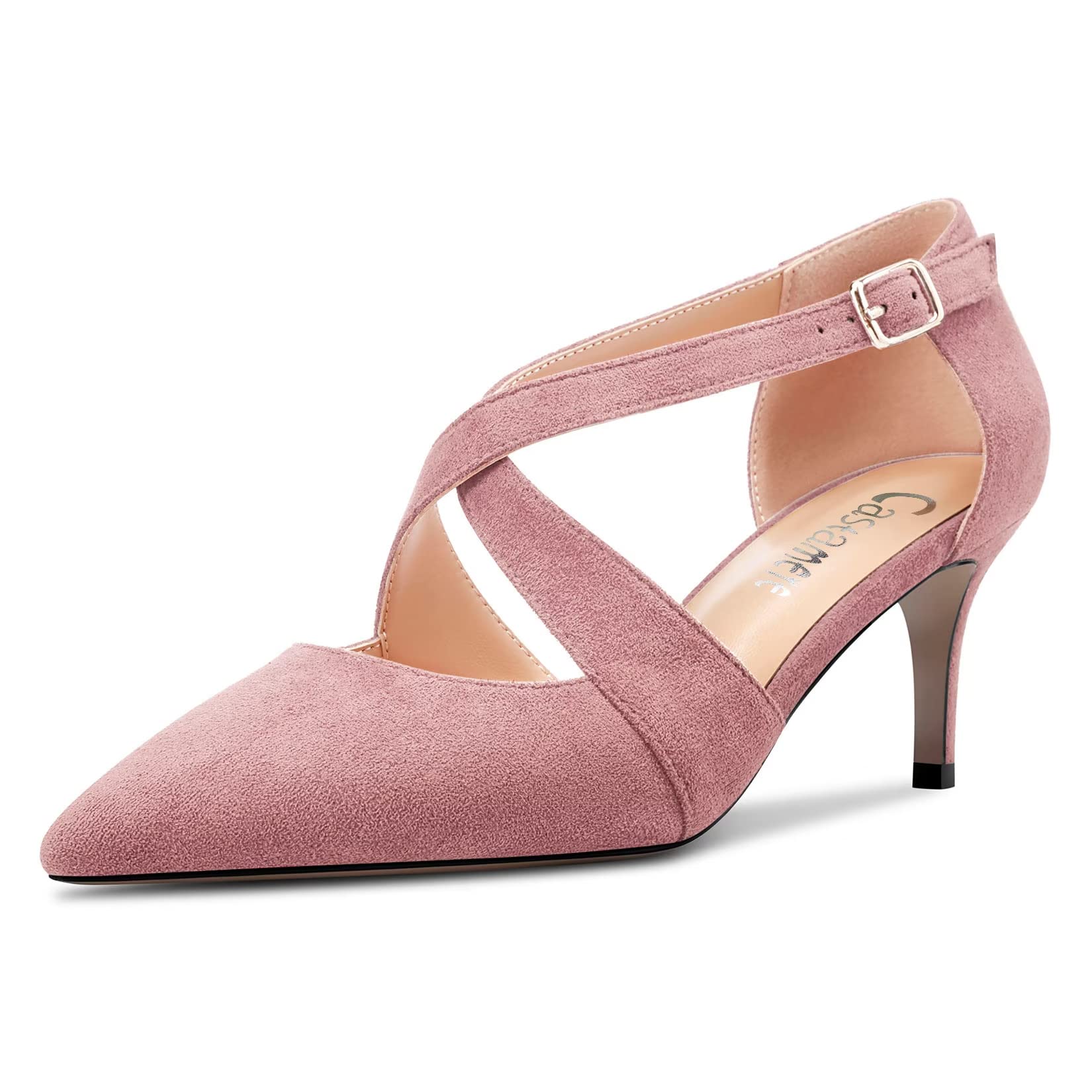 Castamere Women's Half Needle Pointed Heel Pumps Cross Strap Sexy Classic 6.5 cm