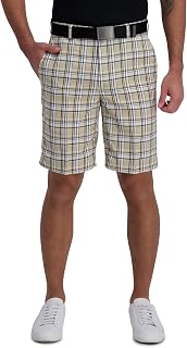 Haggar Men's Cool 18 Pro Straight Fit Expandable Waist Plaid and Solid Golf Shorts (Regular and Big & Tall Sizes)