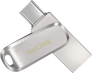 SanDisk 64GB Ultra Dual Drive Luxe USB Type-C - SDDDC4-064G-G46, Sliver | USB Flash Drive, Reversible Connectors for USB-C Smartphones, Tablets, & Mac, Automatic Backup, USB 3.2 Gen 1, Metal, Silver