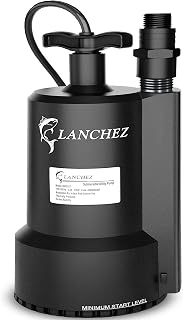 Lanchez Sump Pump, 1/2 HP 2450GPH Submersible Water Pump, Utility Pump Thermoplastic Portable Electric Transfer Pump for Hot Tub Swimming Pool Basement Garden Pond Tubs Draining with 10FT Cord