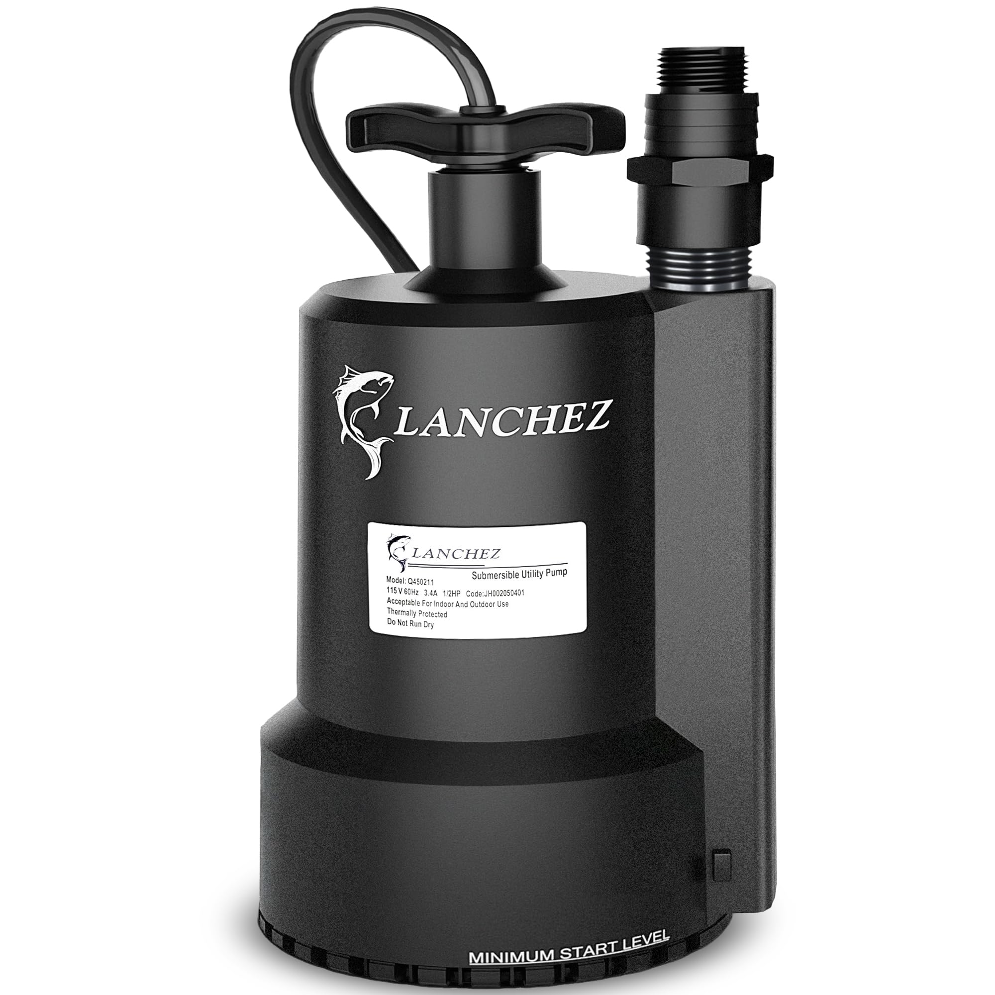 Lanchez Sump Pump, 1/2 HP 2450GPH Submersible Water Pump, Utility Pump Thermopla