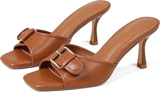 Goiphrri Sandali da donna con tacco a forma di gattino con cinturino con fibbia, punta aperta, senza lacci, estivi, alla moda