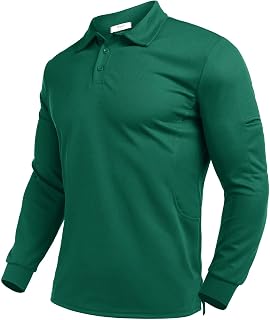 Deyeek Men's Polo Shirts Long Sleeve Golf Polo Shirts for Men Quick Dry UPF 50+ Sun Protection Casual Collar Shirts