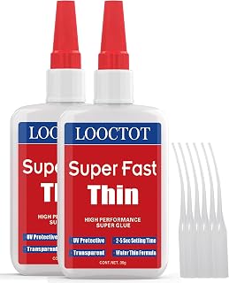 60g Thin Super Glue Premium Glue for Woodworking Woodturning Models Inlays | Dries Super Fast (2-5 Sec)/Water Thin Formula/Anti-clogging cap/Waterproof Clear/High-Strength/Hobby Models,CA Finish