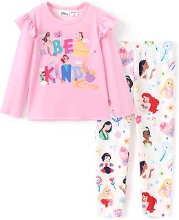 Disney Princess Baby Girl Dress Long Sleeve Shirt and Leggings 2 Pieces Girls Clothing Girl Set Autumn Pullover Dailywear