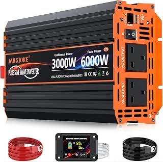 3000W Pure Sine Wave Power Inverter DC 12V to AC 240V with 2 UK Sockets, 30W Type-C, 5V 3.1A USB-A, LCD Remote Control,for Motorhome,Truck,Solar Power,Boats,Camping