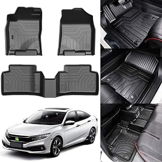 KUST Floor Mats for 2016-2021 Honda Civic Sedan/Coupe/Type R Accessories | Also for 2017-2021 Civic Hatchback, Front Rear 2 Rows Car Mats, Custom Fit, All Weather Protection, TPE, Raised Edge