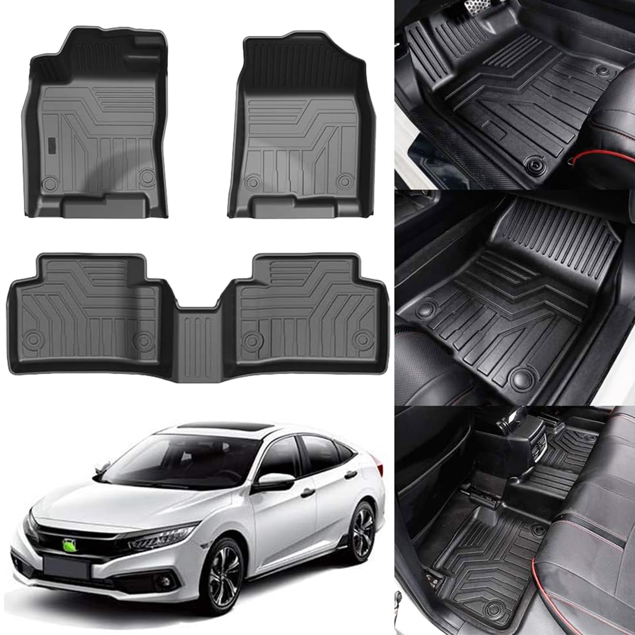 KUST Floor Mats for 2016-2021 Honda Civic Sedan/Coupe/Type R Accessories | Also 
