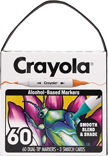 Crayola Dual Tip Alcohol Marker Set for Adults, 60ct, Fine &amp; Brush Tips, Blending Markers for Adult Coloring, Art Supplies, Gifts, Ages 14+ [Amazon Exclusive]