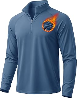 MAGCOMSEN Pullover da uomo a maniche lunghe con zip a un quarto di lunghezza, foderato in pile, pullover da golf, pullover termico per allenamento palestra