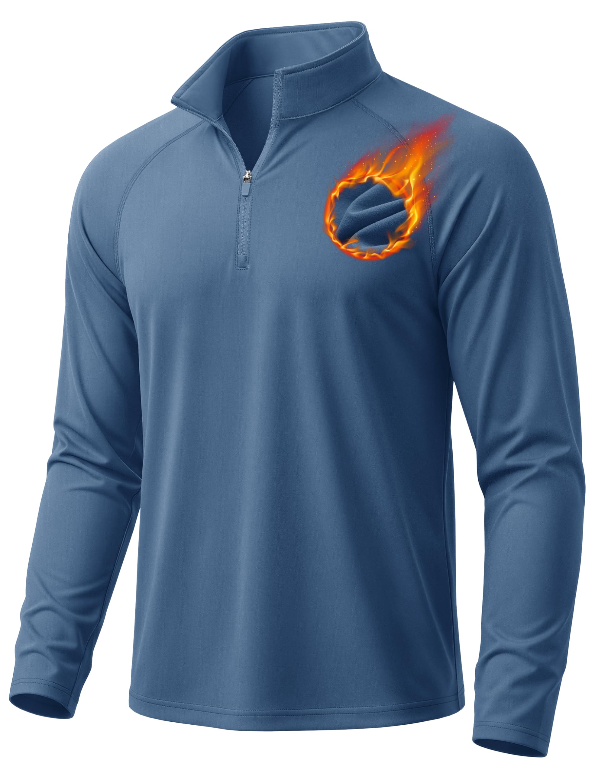 MAGCOMSEN Pullover da uomo a maniche lunghe con zip a un quarto di lunghezza, fo