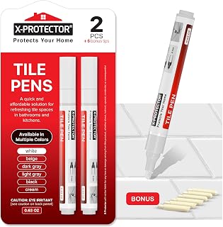 X-Protector Water Based Grout Marker - 2 PCS with 8 Tips, White | Premium Grout Renew Pens - Make Your Grouts Perfect Again!