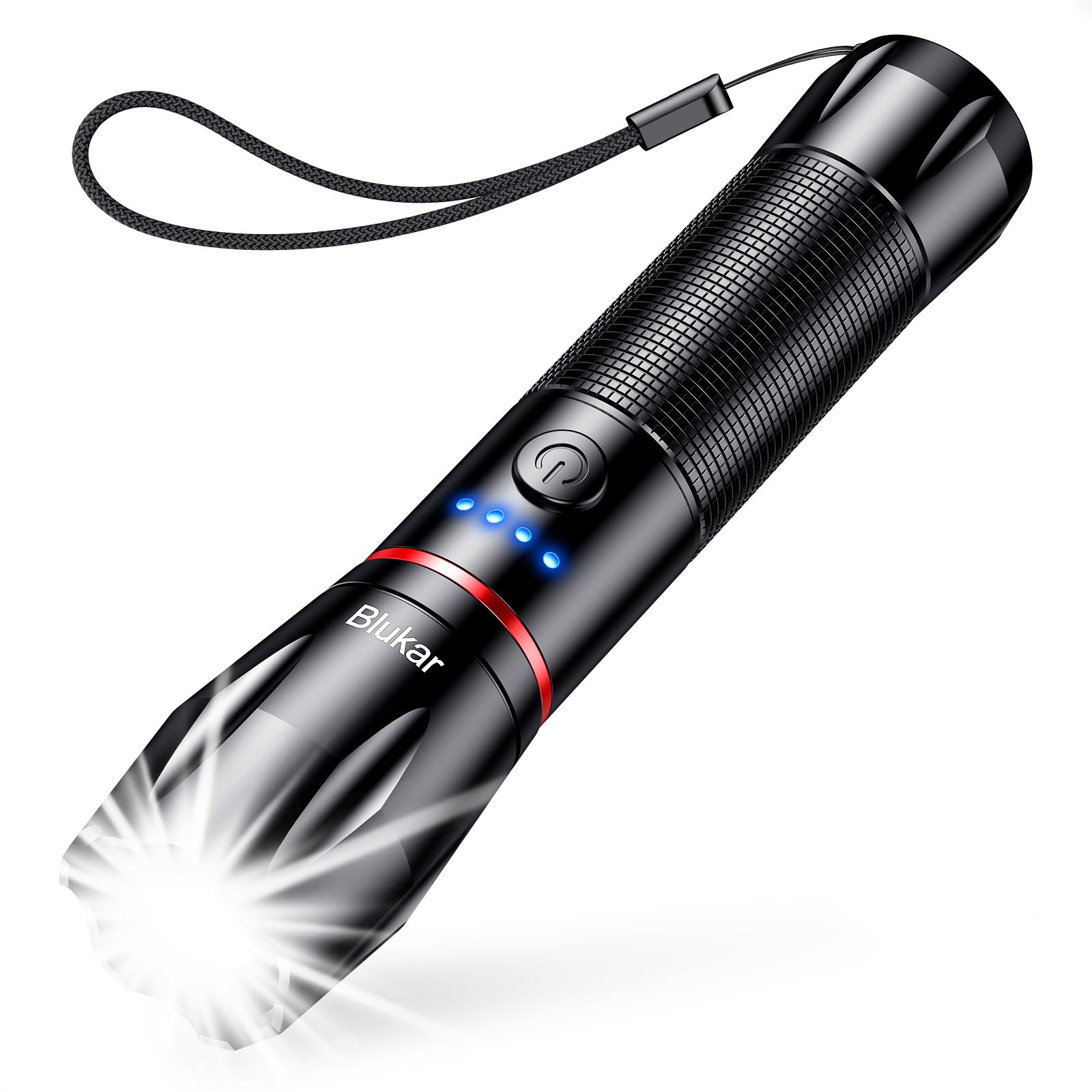Blukar LED Torch Rechargeable, 2000L Super Bright Flashlight with 5 Modes | Adju