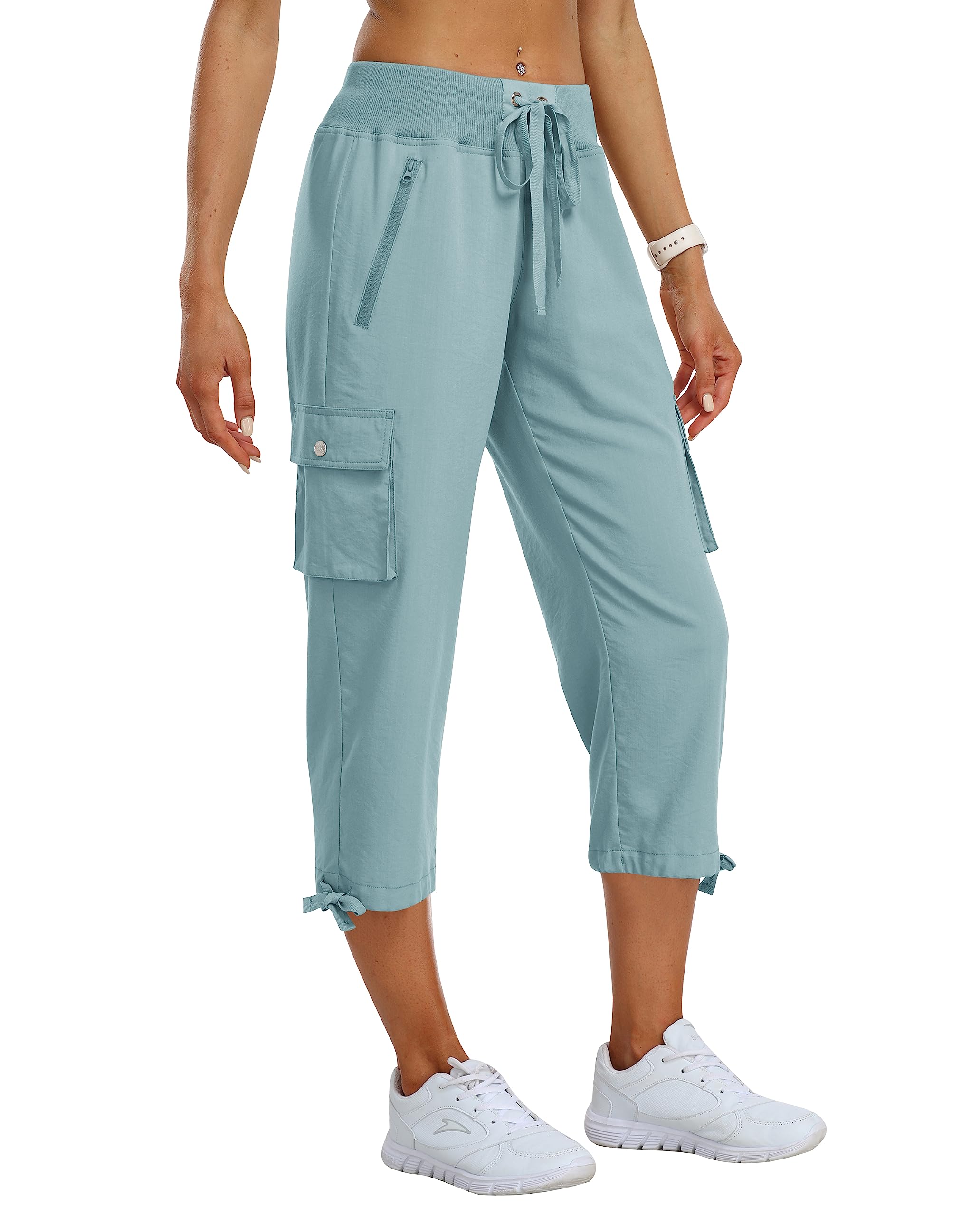 MoFiz Women's Cargo Trousers Capri Trousers Summer 3/4 Lightweight Outdoor Hikin