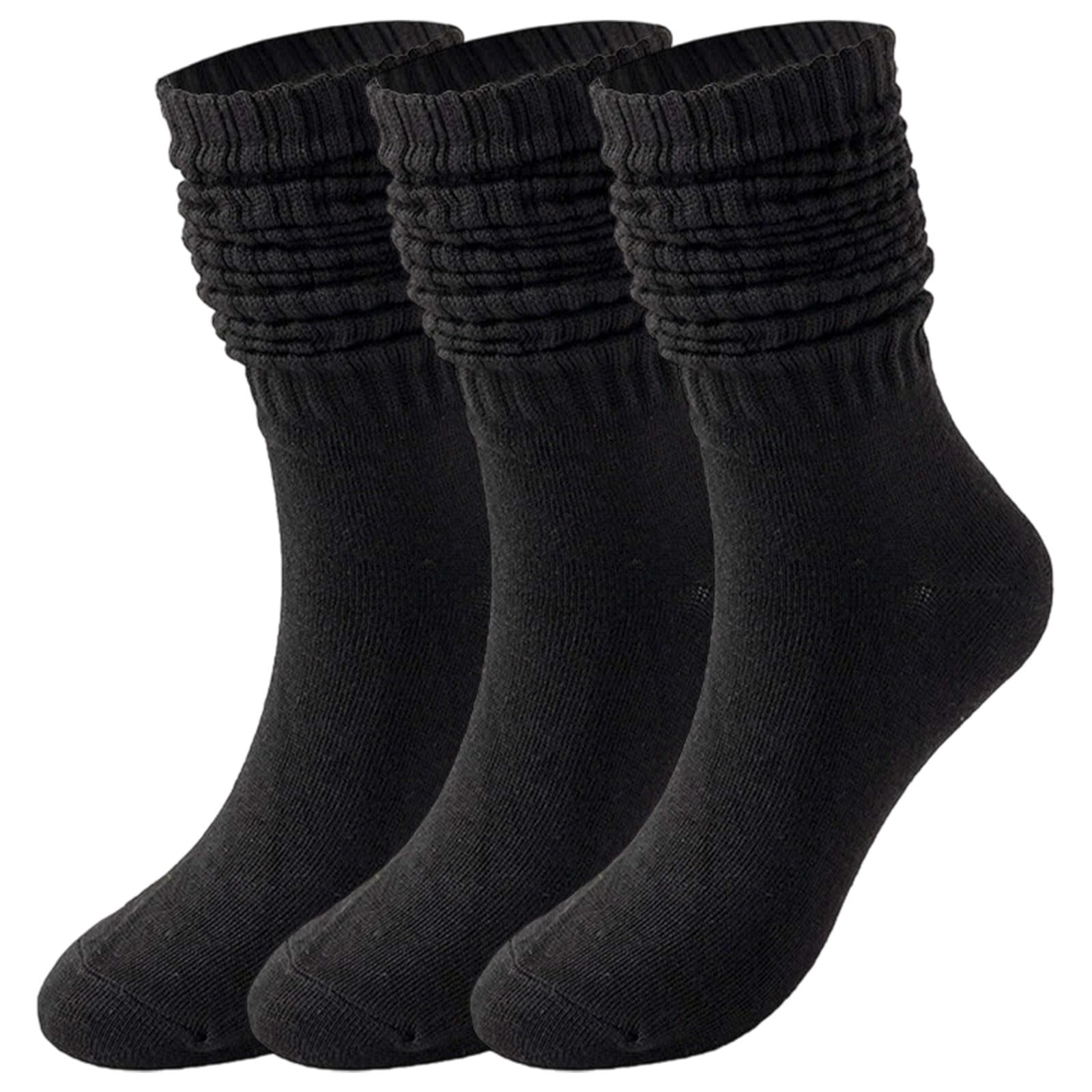 3 Pairs Slouch Socks Women, Black Socks Women, Long Winter Sock for Sneakers Boo