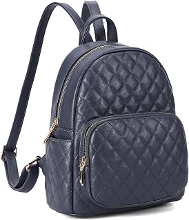 Quilted Small Backpack for Women PU Leather Casual Handbag Daypack Purse