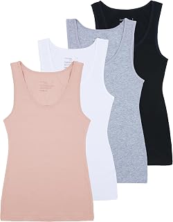 Comfneat Women's 4-Pack Slim-Fit Vests Casual Tanks Comfy Undershirts